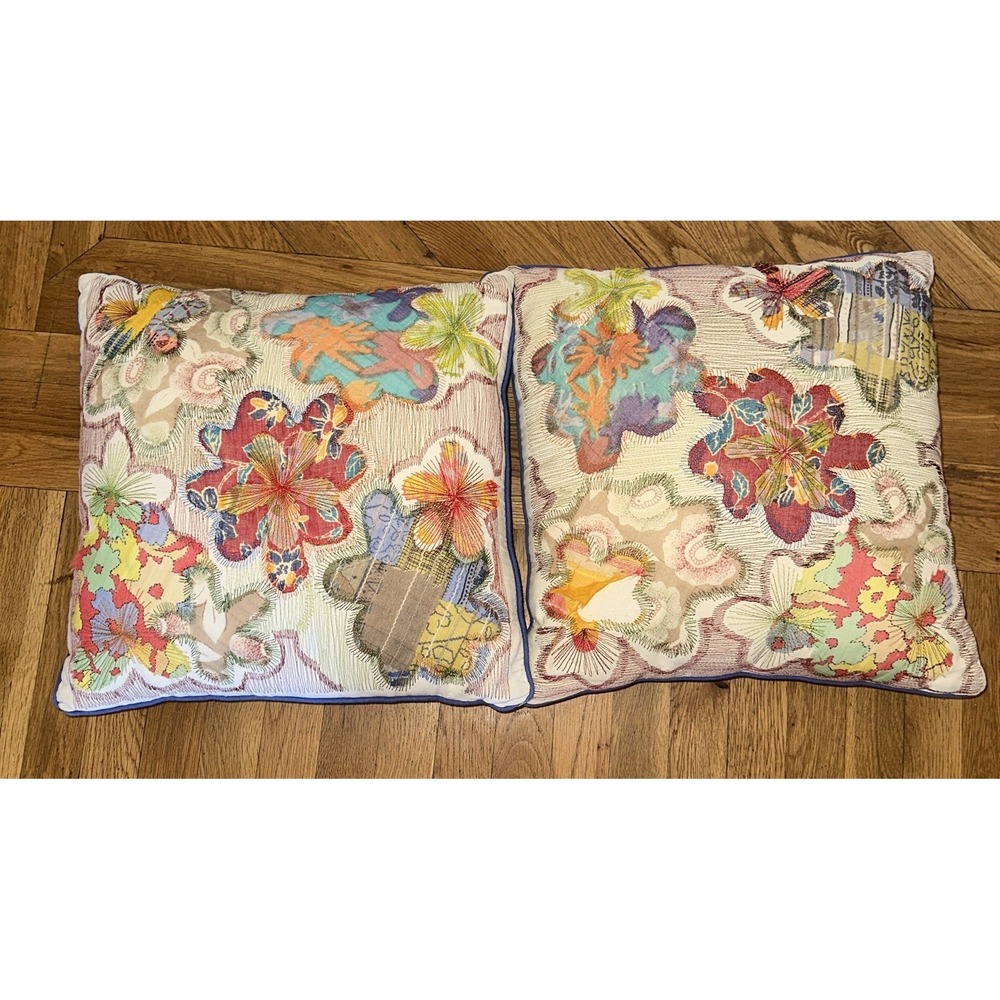 Floral Decorative Throw Pillow Lot Of 2 Colorful‎